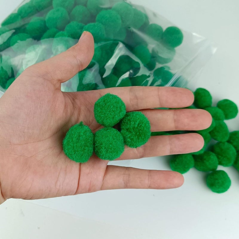 FKEYTO 200 Pieces Pom Poms, 1 Inch Craft Pom Poms, Fuzzy Pompom Puff Balls for DIY Arts, Crafts Projects, Home Decorations (Green) - Image 3
